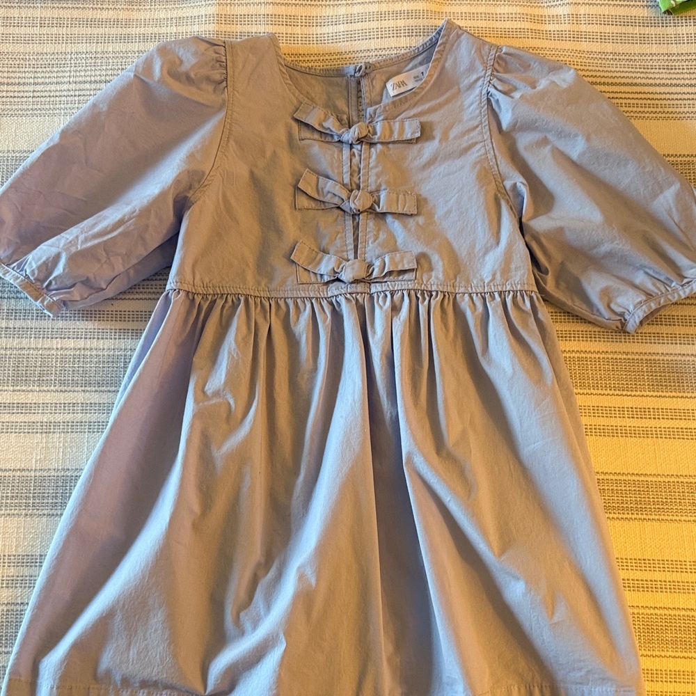 Zara Light Blue Dress with Bow Details